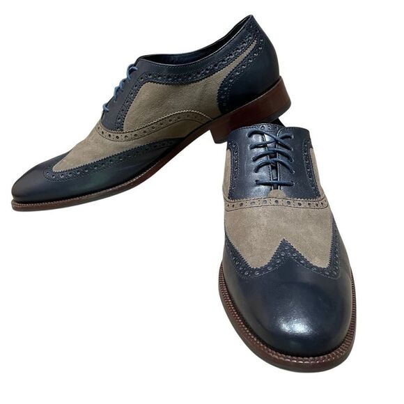 Cole Haan Williams Wingtip Oxford Men's 13 Blueberry Leather Suede Magnet - Picture 3 of 9